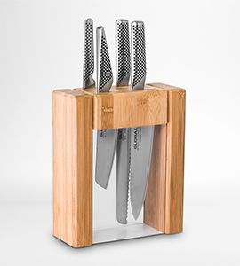 Global Teikoku 5-Piece Wood Knife Block Set