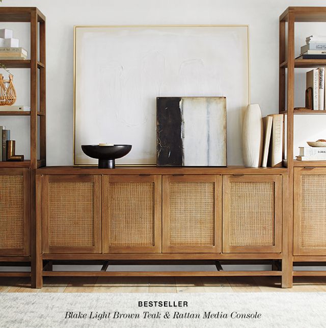 Blake Light Brown Teak & Rattan Console