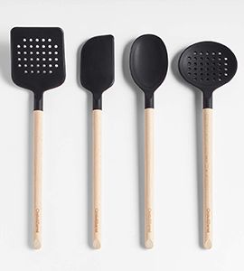 Wood and Black Silicone Utensils