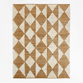 Toulon Jute Diamond Checkered White Area Rug