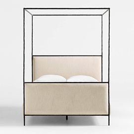 Dahlia Hand-Forged Steel Upholstered Canopy Queen Bed