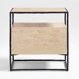 Dahlia Hand-Forged Steel and Oak Wood Nightstand