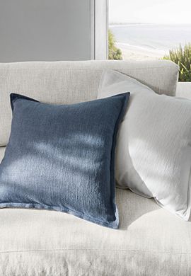 Blue Laundered Linen Pillow