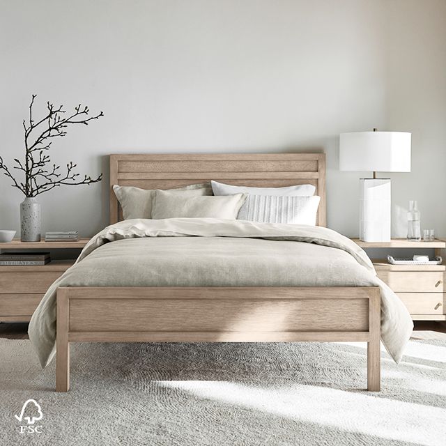 keane natural wood bed