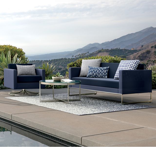 Dune Navy outdoor collection with sunbrella cushions