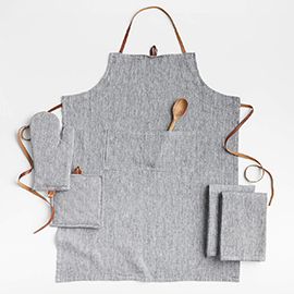 Chambray Grey Apron with Pocket