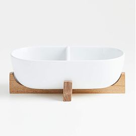 Oven-to-Table Two-Part Serving Dish with Wood Stand