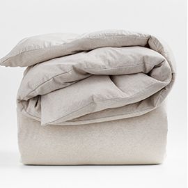 Organic Jersey Heathered Oatmeal Beige Duvet Cover