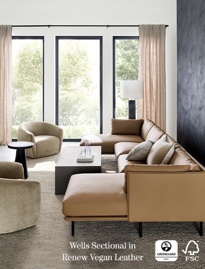 Wells Sectional in Renew Vegan Leather