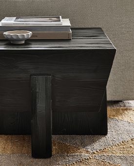 Kota Square Textured Black Pine Side Table