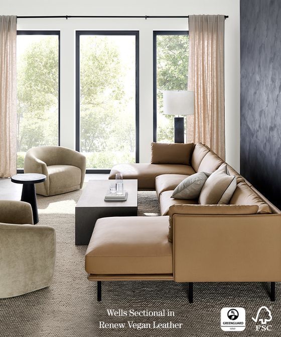 Wells Sectional in Renew Vegan Leather