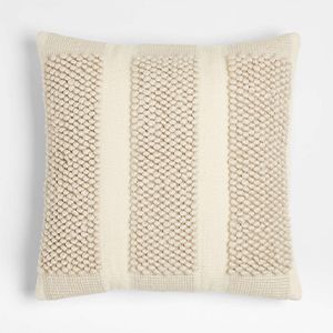 Bubble Handwoven Wool Striped Ivory Throw Pillow