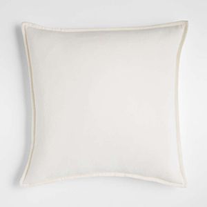 Ivory Washed Organic Cotton Velvet Throw Pillow