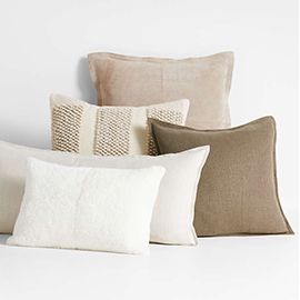 Cool Neutral Throw Pillow Arrangement