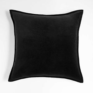 Black Organic Cotton Velvet Throw Pillow