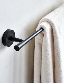 Tapered Black Bath Towel Bar