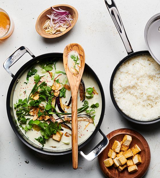 green coconut eggplant curry