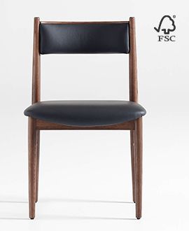 Petrie Brown Ash Black Leather Dining Chair