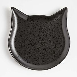Matte Black Cat Salad Plate