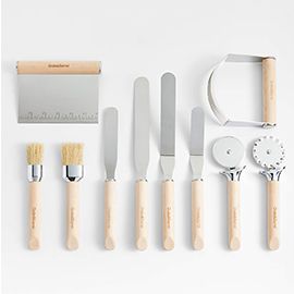 Crate & Barrel Beechwood 10-Piece Pastry Tools Set