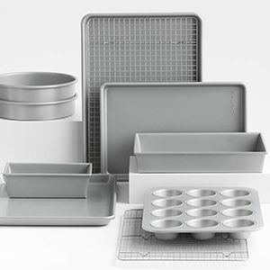 Crate & Barrel Silver 10-Piece Non-Stick Bakeware Set