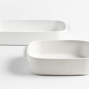 Emile Henry 2-Piece Cream Ceramic Baking Dish Set