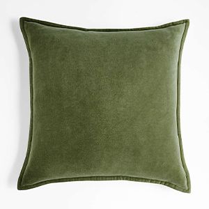 Moss Organic Cotton Velvet Throw Pillow