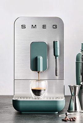 Smeg Matte Jade Green Espresso Machine with Milk Frother