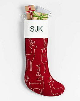 Embroidered Reindeer Stocking