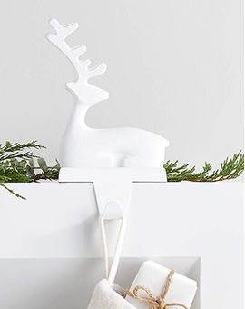 White Reindeer Stocking Hook