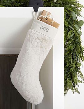Warm White Faux Fur Christmas Stocking