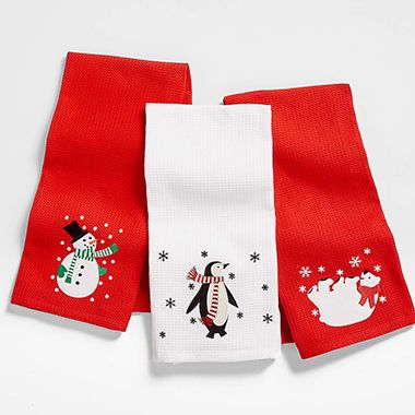 Winter Friends Dish Towels, Set of 3