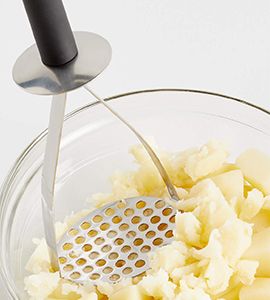 Crate & Barrel Black Soft-Touch Potato Masher