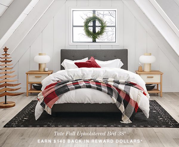 tate full upholstered bed 38"
