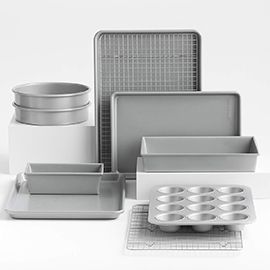 Crate & Barrel Silver 10-Piece Non-Stick Bakeware Set