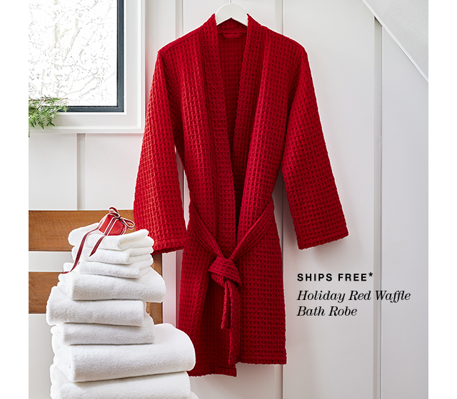 Holiday red waffle bath robe