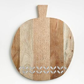 Isadore Round Marble Inlay Wood Serving Board