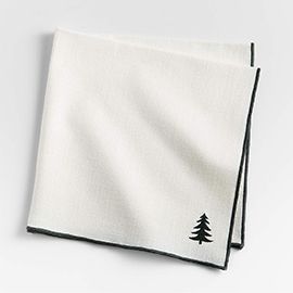 Mercer Embroidered Tree White Organic Cotton Napkin