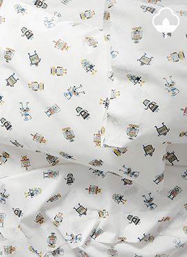 Kids Modern Robot Organic Cotton Sheet Set