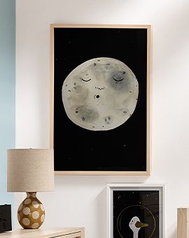 Resting Moon Large Framed Wall Art Print