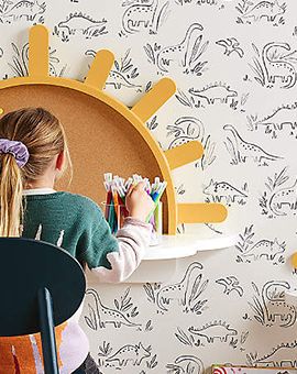 Chasing Paper Black and White Dinosaurs Kids Peel & Stick Removable Wallpaper