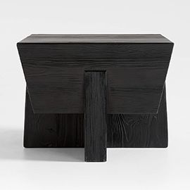 Kota Square Textured Black Pine Side Table