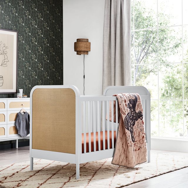 Maren White and Cane Baby Crib