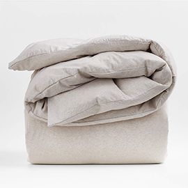 Organic Jersey Heathered Oatmeal Beige Duvet Cover