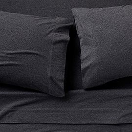 Organic Jersey Charcoal Grey Standard Pillowcases, Set of 2