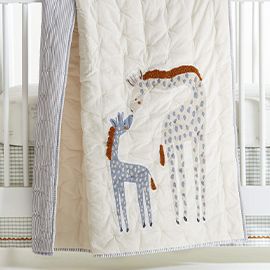 Giraffe Embroidered Hand-Quilted Baby Crib Quilt