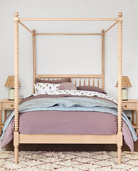 Jenny Lind Kids Maple Wood Spindle Canopy Bed