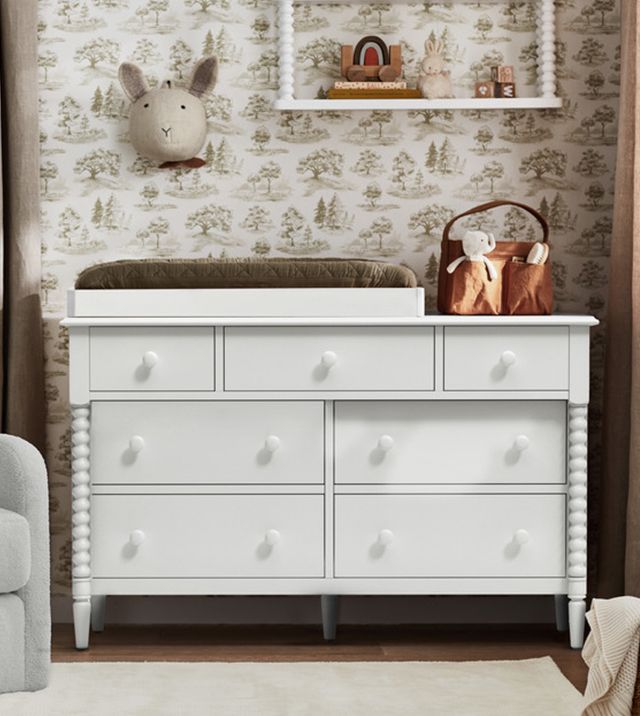 Jenny Lind Maple Wood Wide 7-Drawer Kids Dresser