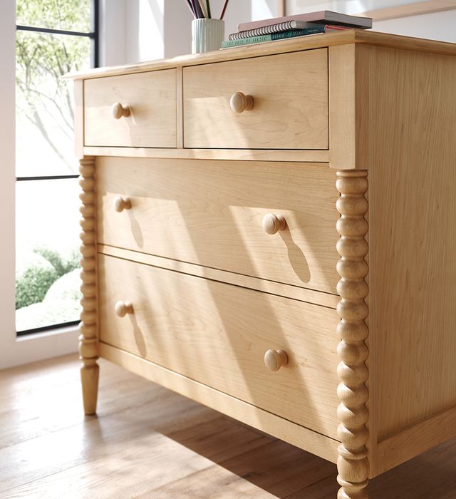 Jenny Lind Maple Wood Narrow 4-Drawer Kids Dresser