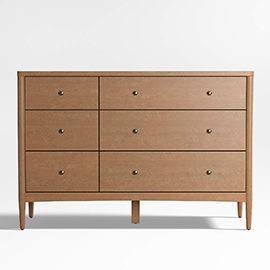 Hampshire Natural Brown Wood 6-Drawer Wide Kids Dresser